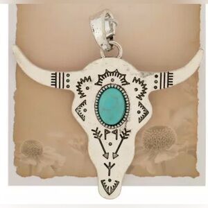 Bull Head imitation turquoise stone pendant charm